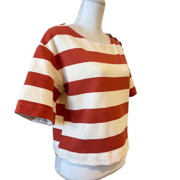 Anthropologie Sunday in Brooklyn Structured Boxy Tee Top Striped Medium - Picture 6 of 14